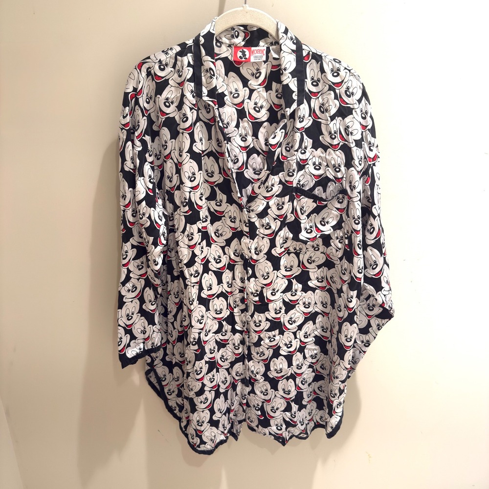 Disney Vintage Mickey Unlimited 100% Silk Pajama Top Women's Size L